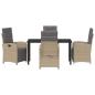 Preview: Garten Essgruppe mit Kissen 5 pcs Beige Poly-Rattan