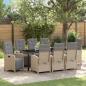 Preview: ARDEBO.de - Garten Essgruppe 9 stk. Beige Poly-Rattan