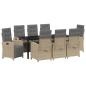 Preview: Garten Essgruppe 9 stk. Beige Poly-Rattan