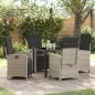 Preview: ARDEBO.de - 5-teiliges Gartendining-Set mit Kissen Hellgrau Poly Rattan, Gartentisch Schwarz 80x80x73 cm Sicherheitsglas