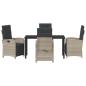 Preview: Garten Essgruppe mit Kissen 5 pcs Hellgrau Poly-Rattan
