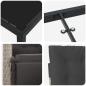 Preview: 7-teiliges Garten Essset mit Kissen Hellgrau Poly Rattan, Gartentisch Schwarz 200x80x73 cm Tempered Glass