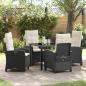 Preview: ARDEBO.de - 5-teiliges Garten-Essenset mit Kissen Schwarzes Poly Rattan