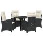 Preview: 5-teiliges Garten-Essenset mit Kissen Schwarzes Poly Rattan