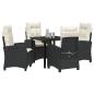 Preview: 5-teiliges Garten-Essenset mit Kissen Schwarzes Poly Rattan