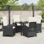 Preview: 5-teiliges Garten-Essenset mit Kissen Schwarzes Poly Rattan
