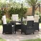 Preview: ARDEBO.de - 5-teiliges Garten-Esszimmer-Set mit Kissen Schwarzes Poly-Rattan