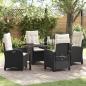 Preview: ARDEBO.de - 5-teiliges Garten-Essgruppen-Set mit Kissen in Schwarz Poly Rattan