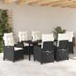 Preview: 7-teiliges Garten-Dining-Set mit Kissen, schwarzes Poly-Rattan