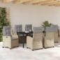 Preview: 7-teiliges Garten-Dining-Set mit Kissen in Beige Poly-Rattan