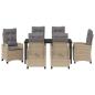 Preview: 7-teiliges Garten-Dining-Set mit Kissen in Beige Poly-Rattan