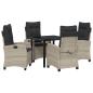 Preview: 5-teiliges Garten-Dining-Set mit Kissen in Hellgrau aus Poly-Rattan