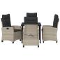 Preview: 5-teiliges Garten-Dining-Set mit Kissen in Hellgrau aus Poly-Rattan