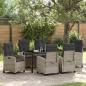 Preview: ARDEBO.de - 7-teiliges Garten-Dining-Set mit Kissen in Hellgrau Poly Rattan