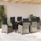 Preview: 7-teiliges Garten-Dining-Set mit Kissen in Hellgrau Poly Rattan