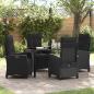 Preview: ARDEBO.de - 5-teiliges Garten-Dining-Set Schwarz Poly-Rattan