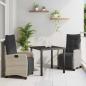 Preview: ARDEBO.de - 3-teiliges Garten-Essset Hellgrau Poly-Rattan