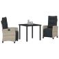 Preview: 3-teiliges Garten-Essset Hellgrau Poly-Rattan