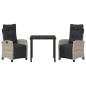 Preview: 3-teiliges Garten-Essset Hellgrau Poly-Rattan