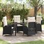 Preview: ARDEBO.de - 5-teiliges Garten-Dining-Set mit Kissen Schwarz Poly-Rattan