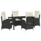 Preview: 5-teiliges Garten-Dining-Set mit Kissen Schwarz Poly-Rattan