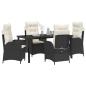 Preview: 5-teiliges Garten-Dining-Set mit Kissen Schwarz Poly-Rattan