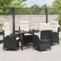 Preview: 5-teiliges Garten-Dining-Set mit Kissen Schwarz Poly-Rattan