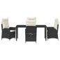 Preview: 5-teiliges Garten-Dining-Set mit Kissen Schwarz Poly-Rattan
