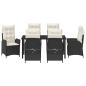 Preview: 7-teiliges Garten-Esstisch-Set mit Kissen Schwarz Poly Rattan