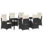 Preview: ARDEBO.de - 7-teiliges Garten-Diningset mit Kissen - Schwarzes Poly-Rattan
