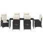 Preview: 7-teiliges Garten-Diningset mit Kissen - Schwarzes Poly-Rattan