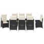 Preview: 9-teiliges Garten-Dining-Set mit Kissen Schwarz Poly-Rattan
