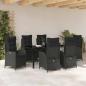 Preview: 7-teiliges Garten-Esszimmer-Set mit Polstern Schwarz Poly-Rattan