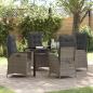 Preview: ARDEBO.de - 5-teiliges Garten-Dining-Set mit Kissen Grau Poly Rattan
