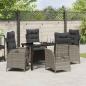 Preview: 5-teiliges Garten-Dining-Set mit Kissen Grau Poly Rattan