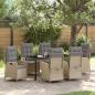 Preview: ARDEBO.de - 7-teiliges Garten-Diningset mit Kissen Beige Poly-Rattan