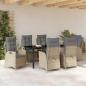 Preview: 7-teiliges Garten-Diningset mit Kissen Beige Poly-Rattan