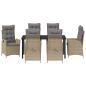 Preview: 7-teiliges Garten-Diningset mit Kissen Beige Poly-Rattan