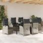 Preview: 7-teiliges Garten-Dining-Set mit Kissen Hellgrau Poly-Rattan