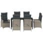 Preview: 7-teiliges Garten-Dining-Set mit Kissen Hellgrau Poly-Rattan