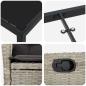 Preview: 7-teiliges Garten-Dining-Set mit Kissen Hellgrau Poly-Rattan