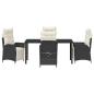 Preview: 5-teiliges Garten-Dining-Set Schwarz Poly-Rattan