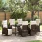 Preview: ARDEBO.de - 7-teiliges Garten-Essensemble Braun Poly-Rattan
