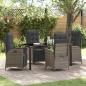 Preview: ARDEBO.de - 5-teiliges Set für Garten-Essbereich Grau Poly Rattan