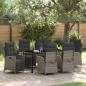 Preview: ARDEBO.de - 7-teiliges Garten-Esszimmer-Set Grau Poly-Rattan