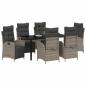 Preview: 7-teiliges Garten-Esszimmer-Set Grau Poly-Rattan