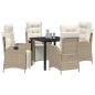 Preview: 5-teiliges Garten-Ess-Set in Beige aus Poly Rattan