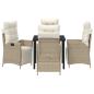 Preview: 5-teiliges Garten-Ess-Set in Beige aus Poly Rattan