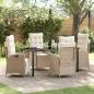 Preview: ARDEBO.de - 5-teiliges Garten-Esszimmer-Set Beige Poly-Rattan