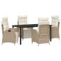 Preview: 5-teiliges Garten-Esszimmer-Set Beige Poly-Rattan